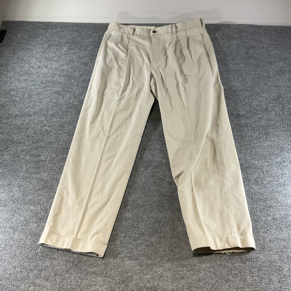 Brooks Brothers 346 Advantage Chino Elliot Pleated Pants Beige Khaki 36x30